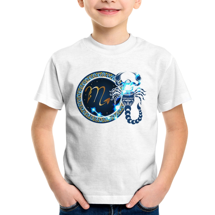 Camiseta Infantil Signo Escorpião Astrologia