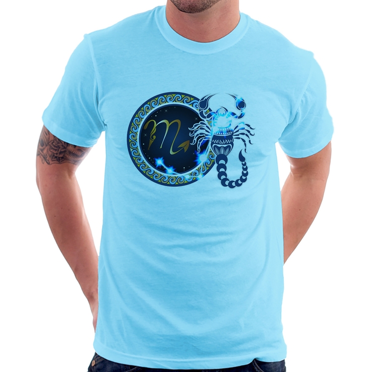 Camiseta Signo Escorpião Astrologia - Azul Bebê