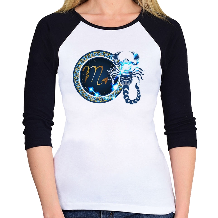 Baby Look Raglan Signo Escorpião Astrologia Manga 3/4