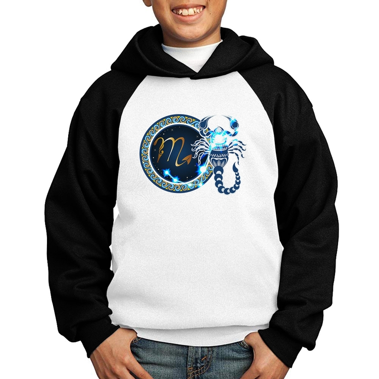 Moletom Infantil Signo Escorpião Astrologia - Branco/Preto
