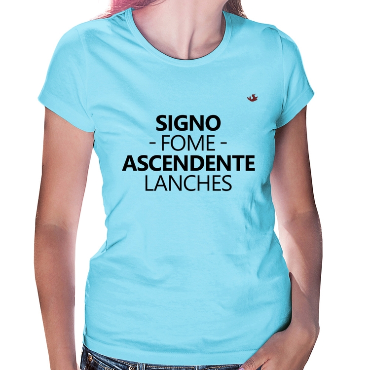 Baby Look Signo: fome - Ascendente: lanches - Azul Bebê