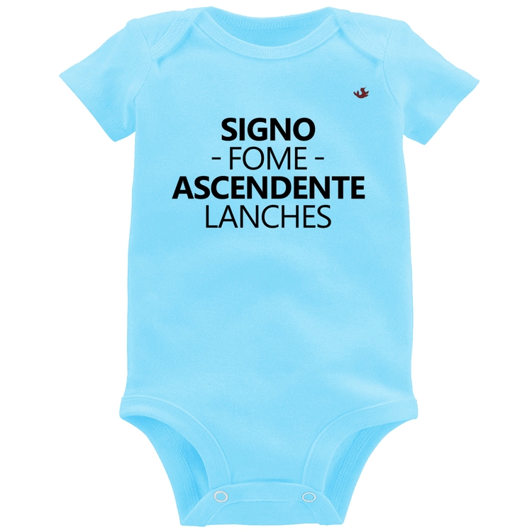 Body Bebê Signo: fome - Ascendente: lanches - Azul Bebê