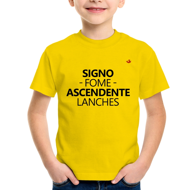 Camiseta Infantil Signo: fome - Ascendente: lanches - Amarela