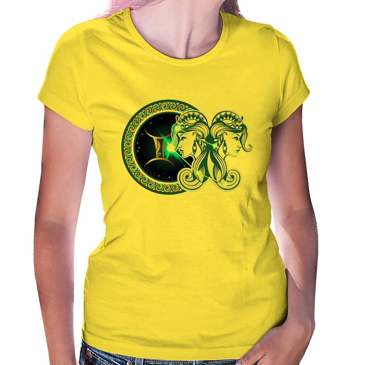 Baby Look Signo Gêmeos Astrologia - Amarela