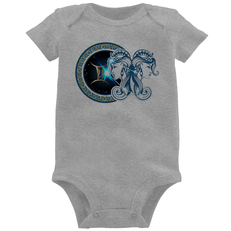 Body Bebê Signo Gêmeos Astrologia - Cinza