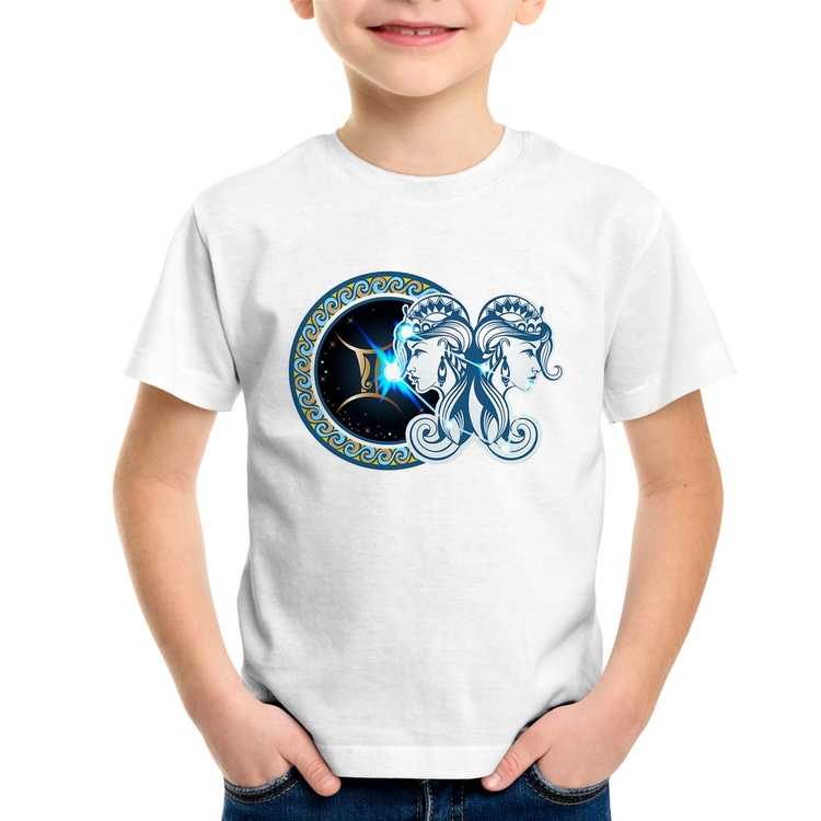 Camiseta Infantil Signo Gêmeos Astrologia