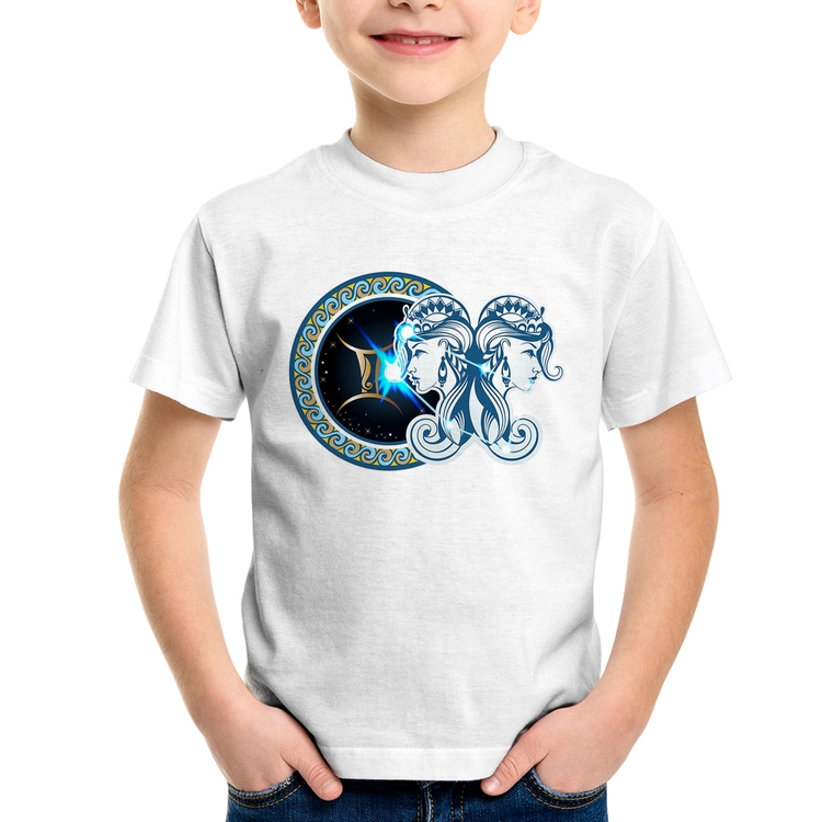 Camiseta Infantil Signo Gêmeos Astrologia