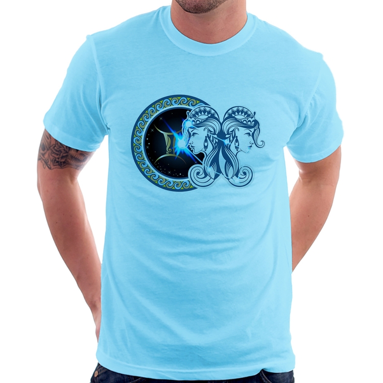 Camiseta Signo Gêmeos Astrologia - Azul Bebê