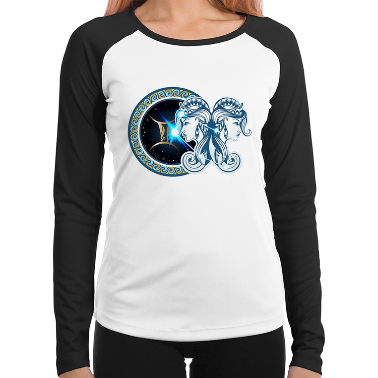 Baby Look Raglan Signo Gêmeos Astrologia Manga Longa