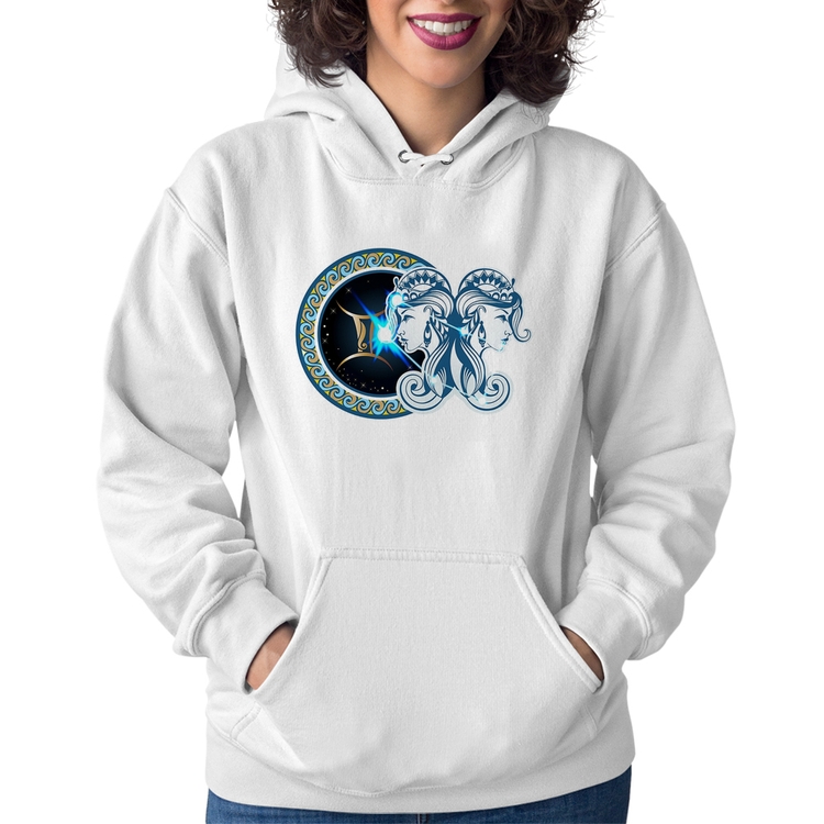 Moletom Feminino Signo Gêmeos Astrologia - Branco