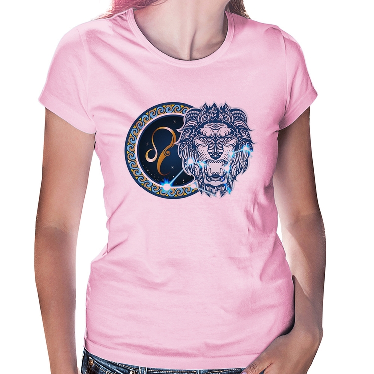 Baby Look Signo Leão Astrologia - Rosa Bebê