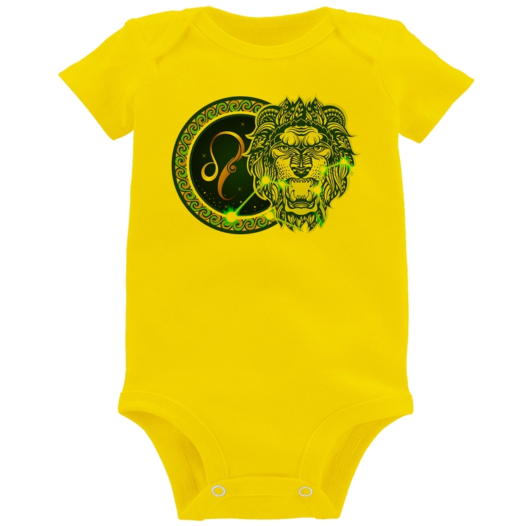 Body Bebê Signo Leão Astrologia - Amarelo