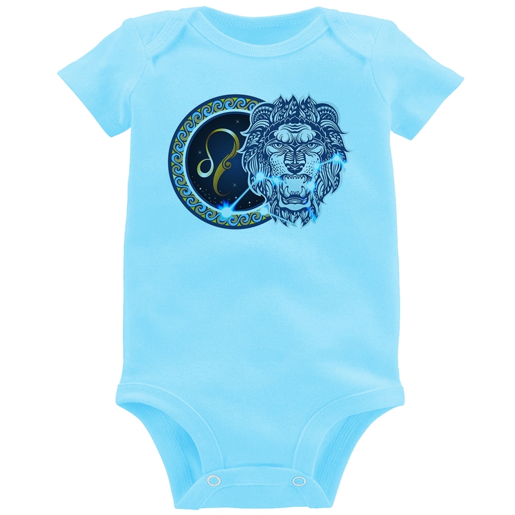 Body Bebê Signo Leão Astrologia - Azul Bebê
