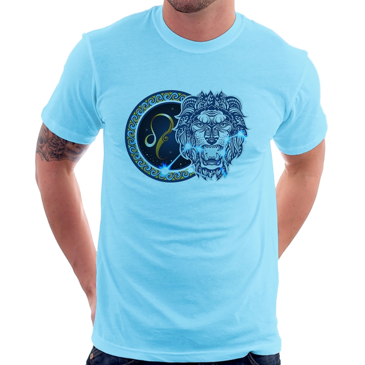 Camiseta Signo Leão Astrologia - Azul Bebê