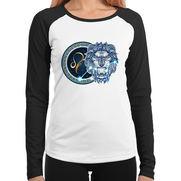 Baby Look Raglan Signo Leão Astrologia Manga Longa