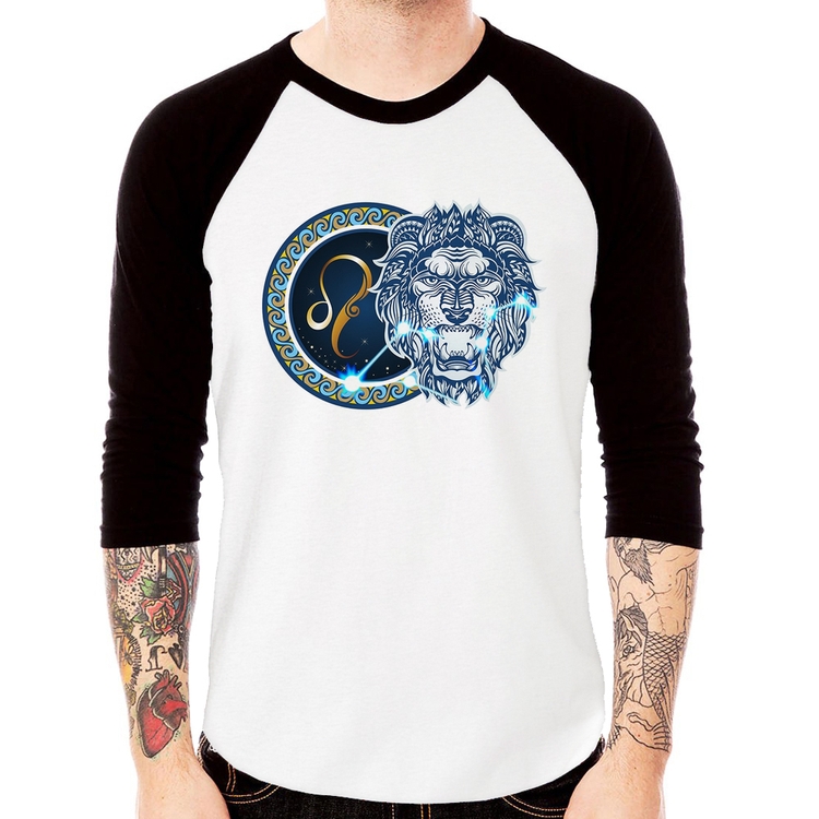Camiseta Raglan Signo Leão Astrologia Manga 3/4