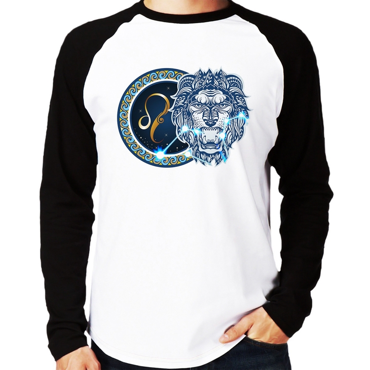 Camiseta Raglan Signo Leão Astrologia Manga Longa