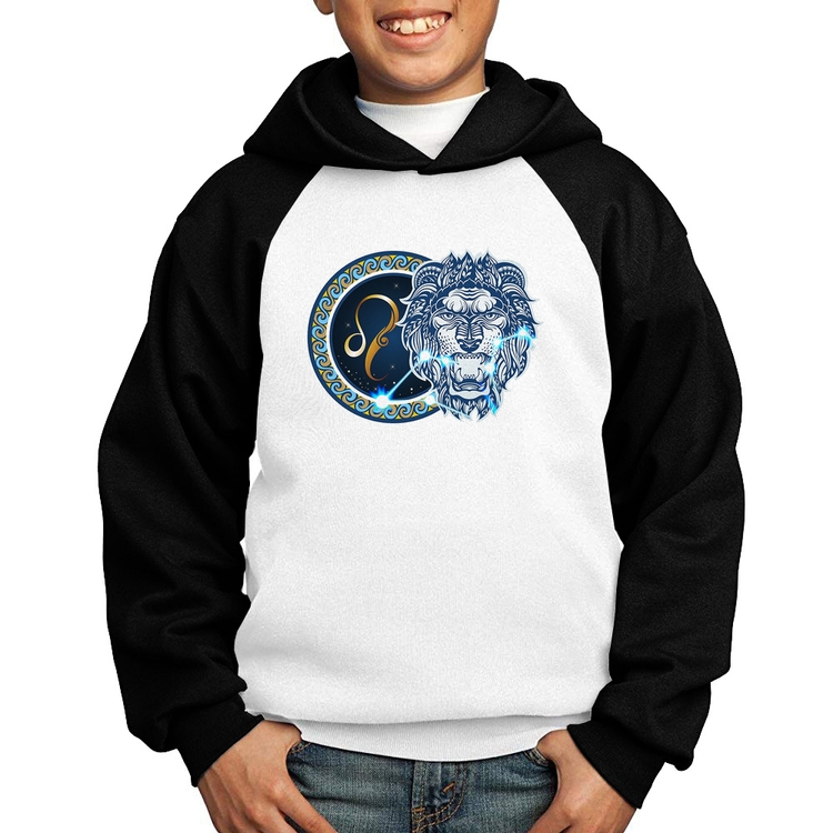 Moletom Infantil Signo Leão Astrologia - Branco/Preto