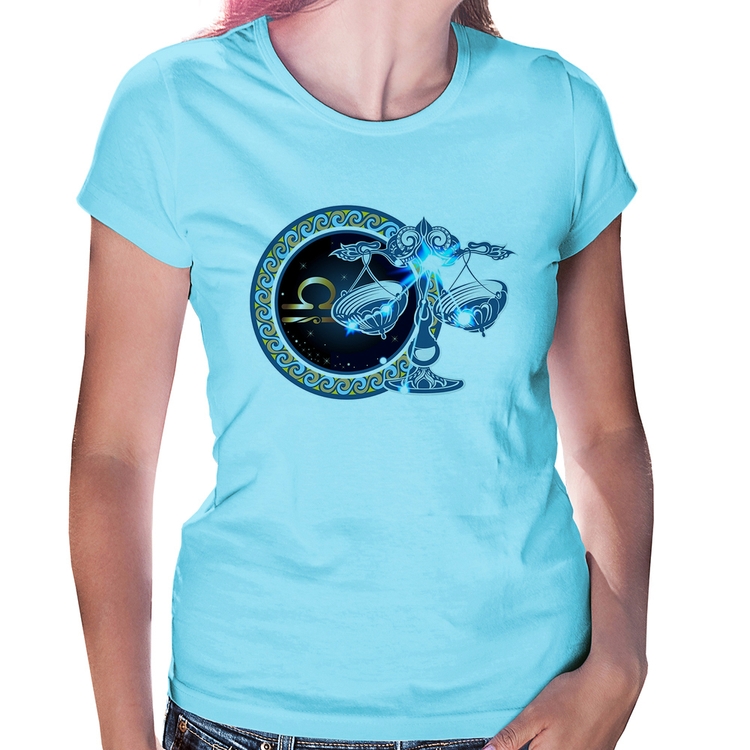 Baby Look Signo Libra Astrologia - Azul Bebê
