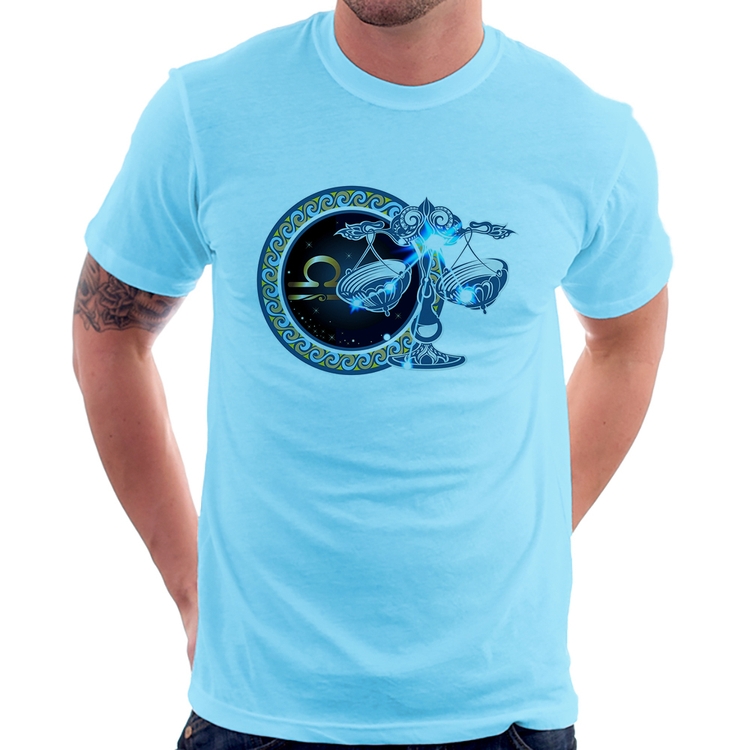 Camiseta Signo Libra Astrologia - Azul Bebê