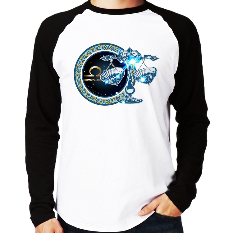 Camiseta Raglan Signo Libra Astrologia Manga Longa