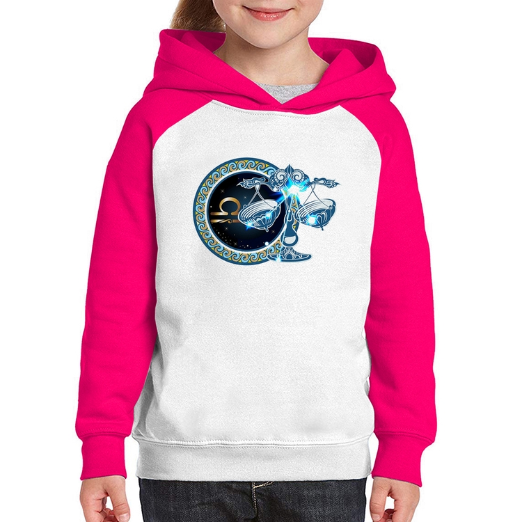 Moletom Infantil Signo Libra Astrologia - Branco/Rosa