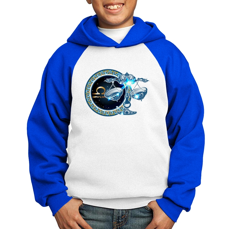 Moletom Infantil Signo Libra Astrologia - Branco/Azul