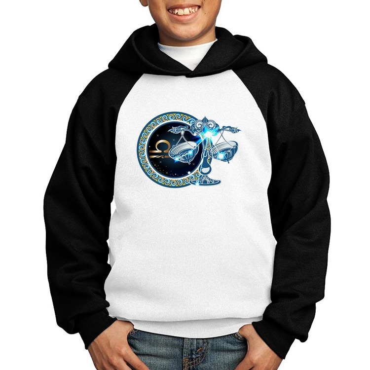 Moletom Infantil Signo Libra Astrologia - Branco/Preto