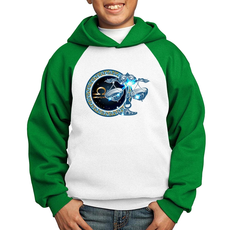 Moletom Infantil Signo Libra Astrologia - Branco/Verde