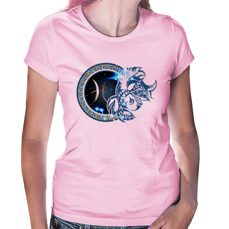 Baby Look Signo Peixes Astrologia - Rosa Bebê