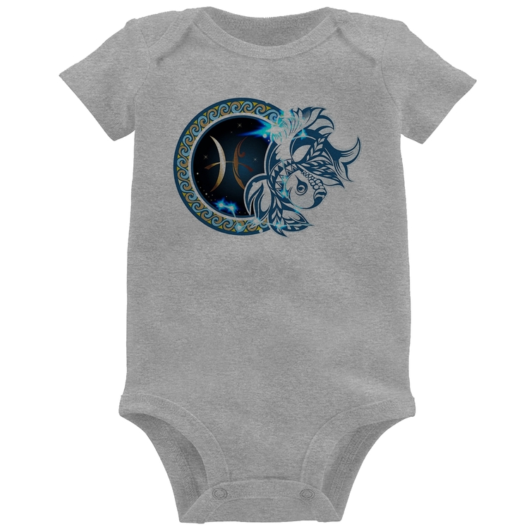 Body Bebê Signo Peixes Astrologia - Cinza
