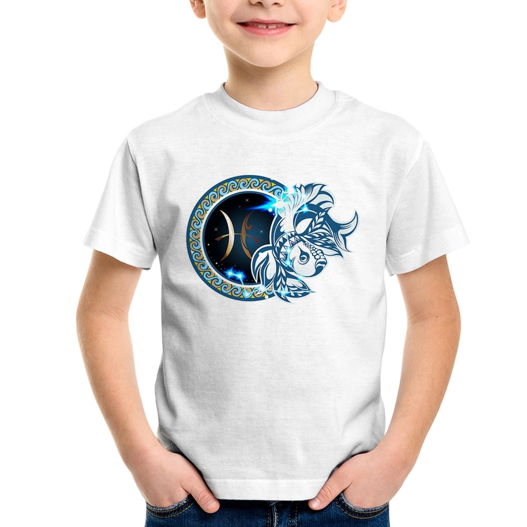 Camiseta Infantil Signo Peixes Astrologia