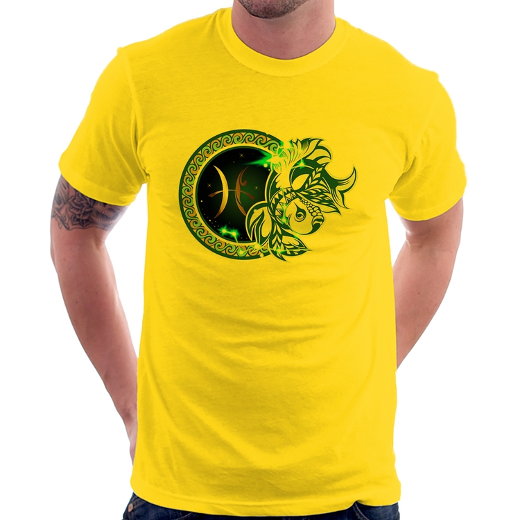 Camiseta Signo Peixes Astrologia - Amarela