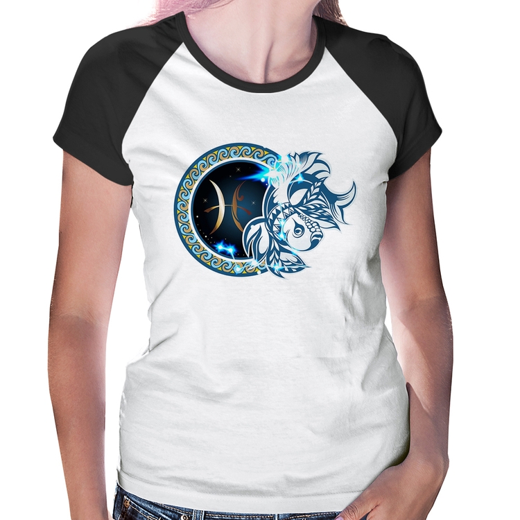 Baby Look Raglan Signo Peixes Astrologia