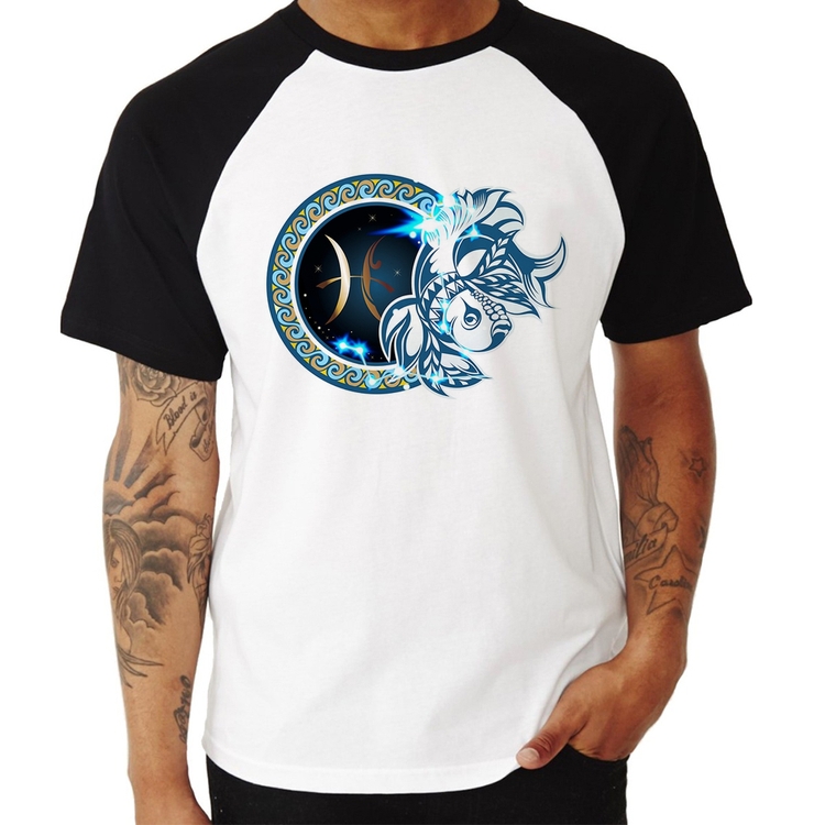 Camiseta Raglan Signo Peixes Astrologia