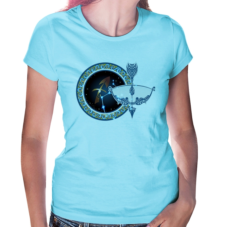 Baby Look Signo Sagitário Astrologia - Azul Bebê