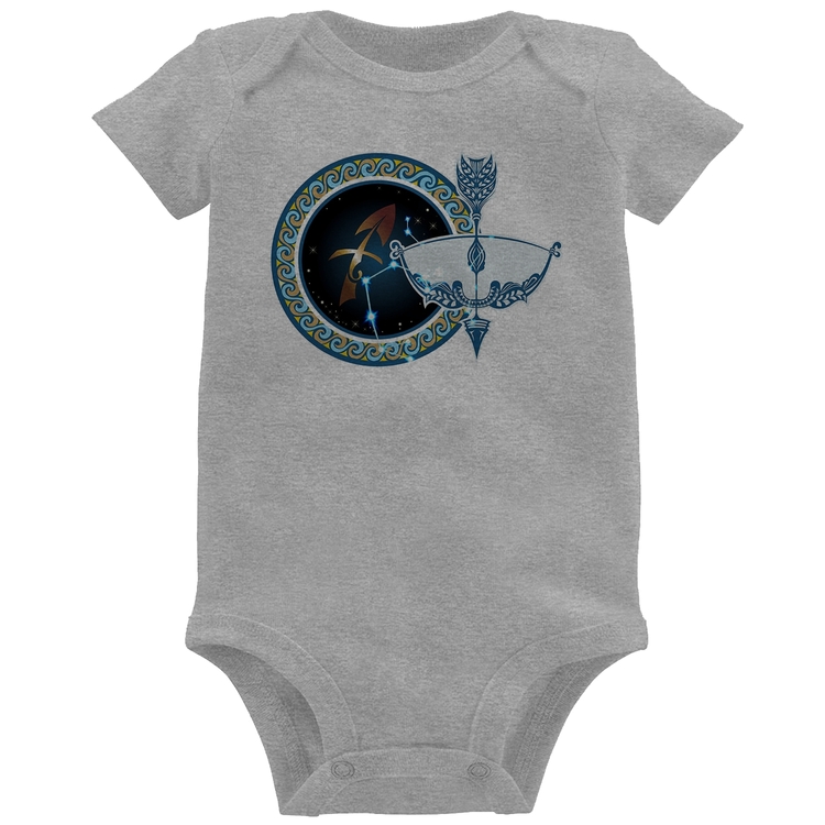 Body Bebê Signo Sagitário Astrologia - Cinza