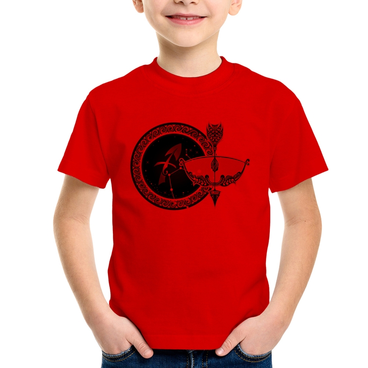 Camiseta Infantil Signo Sagitário Astrologia - Vermelha