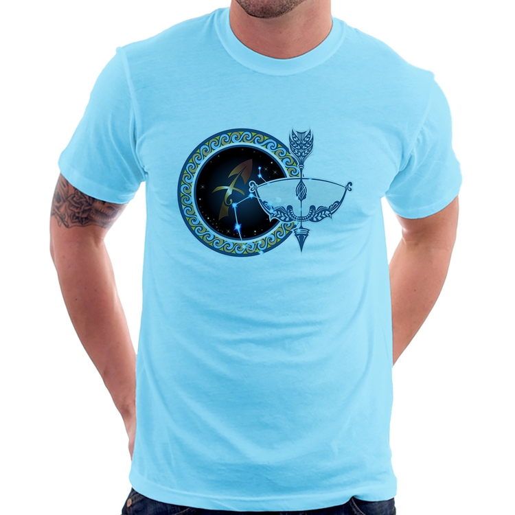 Camiseta Signo Sagitário Astrologia - Azul Bebê