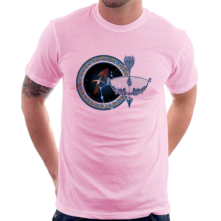 Camiseta Signo Sagitário Astrologia - Rosa Bebê