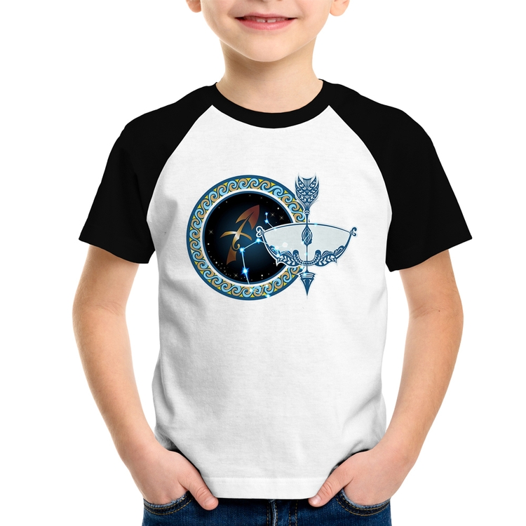 Camiseta Raglan Infantil Signo Sagitário Astrologia