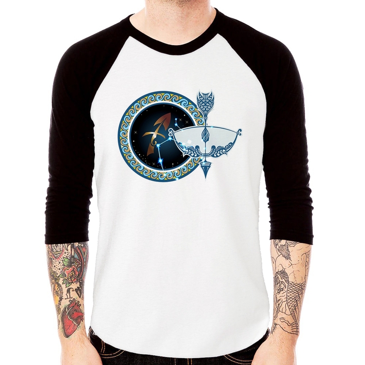Camiseta Raglan Signo Sagitário Astrologia Manga 3/4