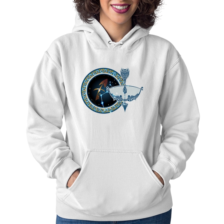 Moletom Feminino Signo Sagitário Astrologia - Branco