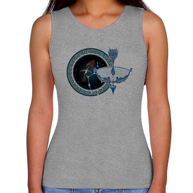 Regata Feminina Signo Sagitário Astrologia - Cinza