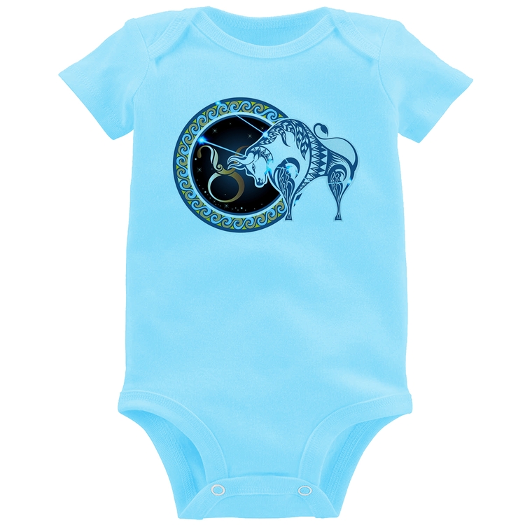 Body Bebê Signo Touro Astrologia - Azul Bebê