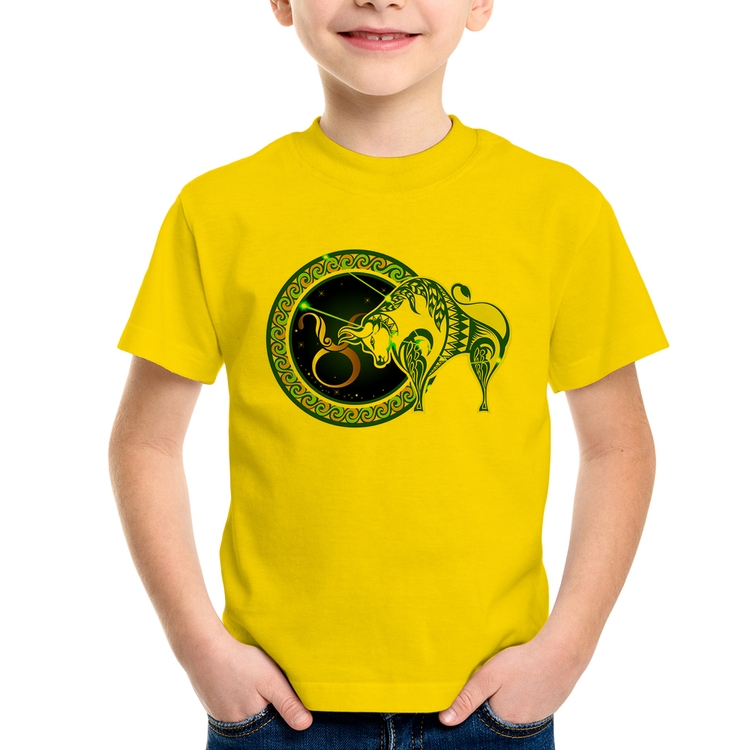 Camiseta Infantil Signo Touro Astrologia - Amarela
