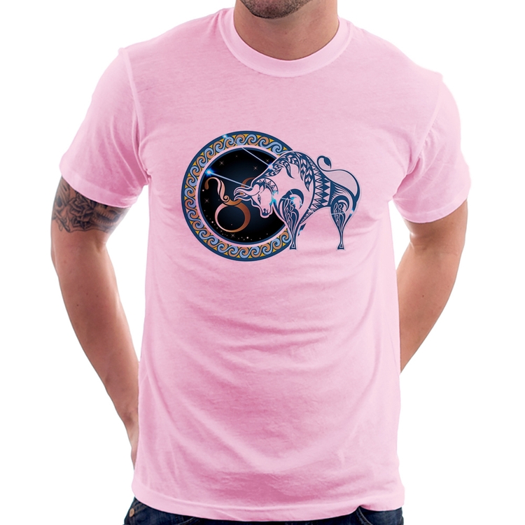 Camiseta Signo Touro Astrologia - Rosa Bebê
