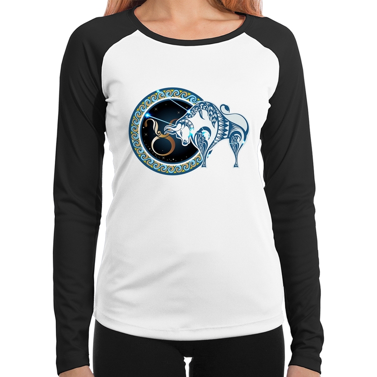 Baby Look Raglan Signo Touro Astrologia Manga Longa