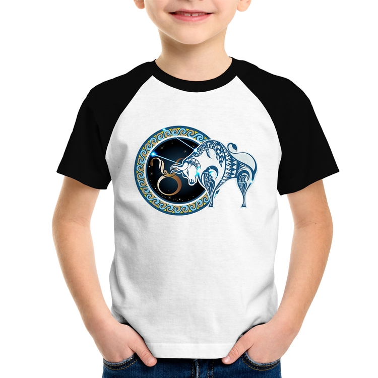 Camiseta Raglan Infantil Signo Touro Astrologia