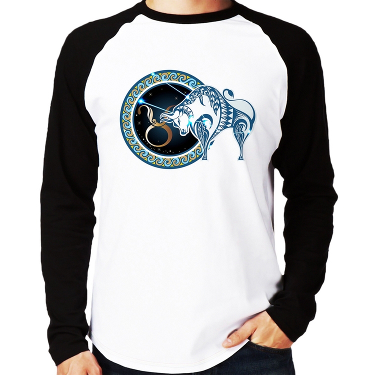 Camiseta Raglan Signo Touro Astrologia Manga Longa